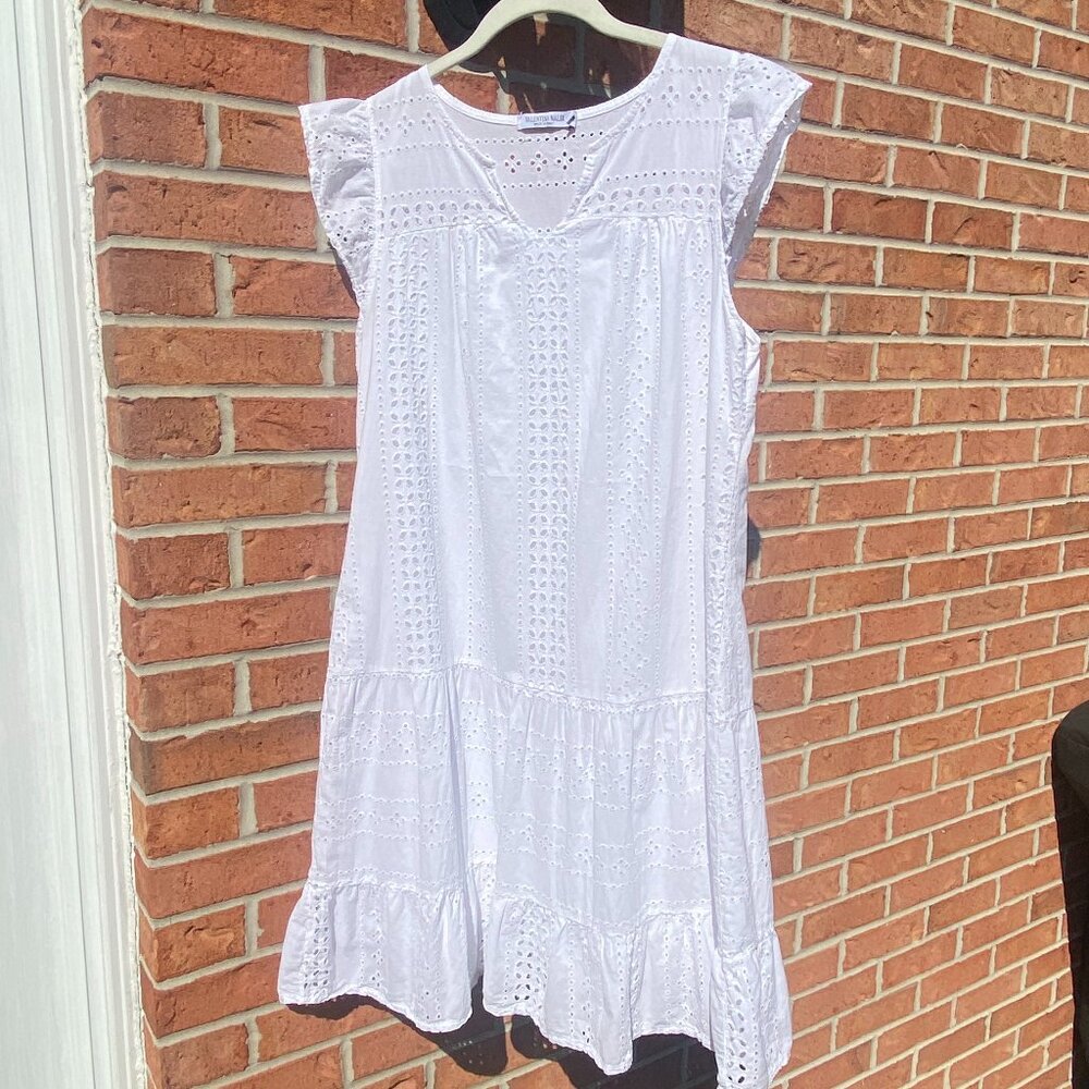 White Eyelet Drop Waist Sundress - Valentina Naldi - Medium - Beach Photo Ready
